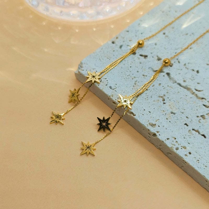 Star Drop Earrings 18K Gold Plated