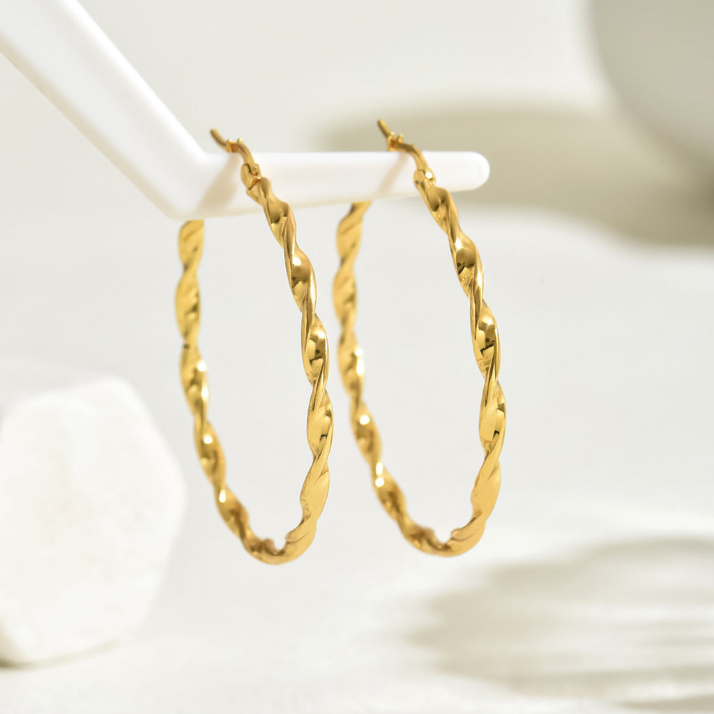 Twisted Gold Hoop Earrings