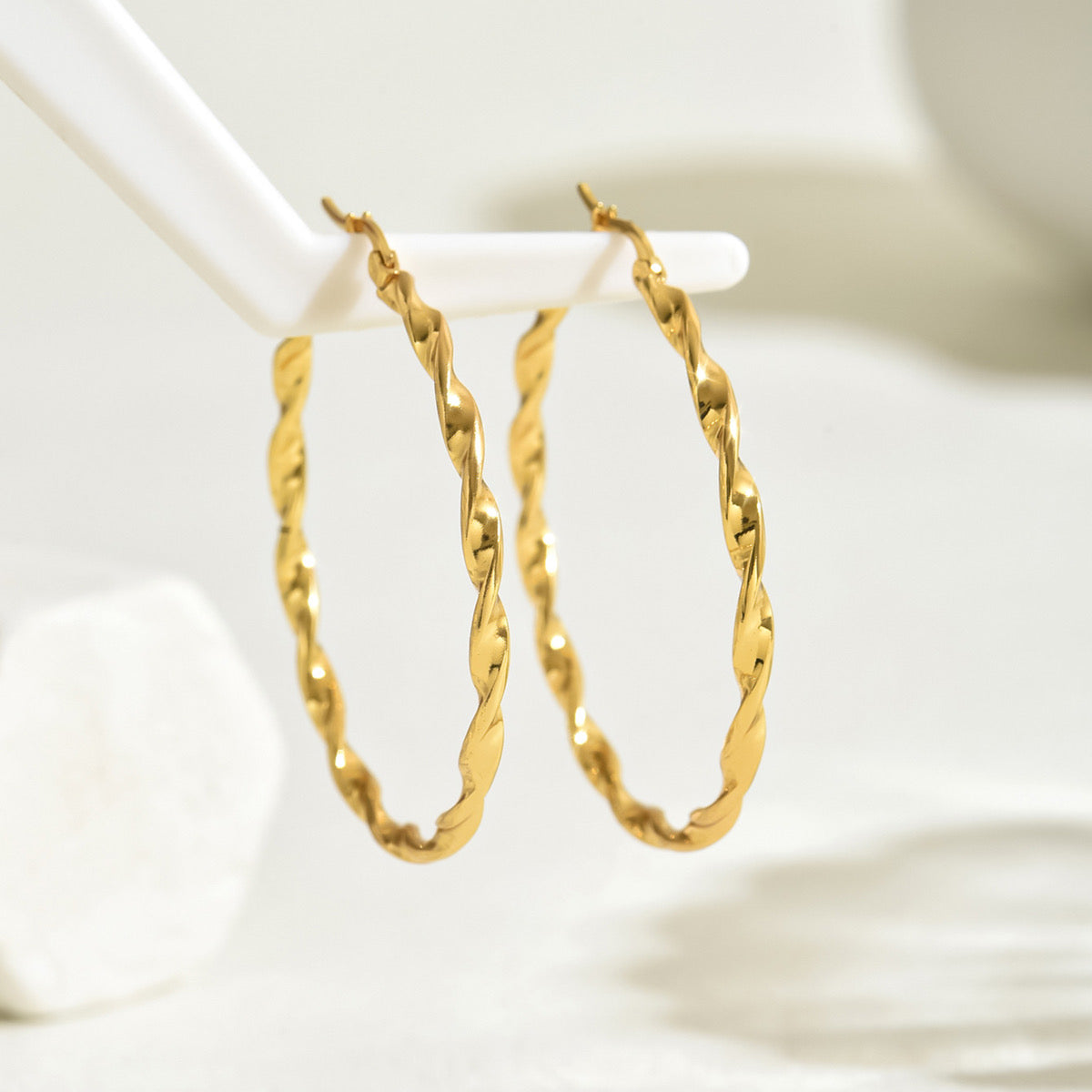 Twisted Gold Hoop Earrings