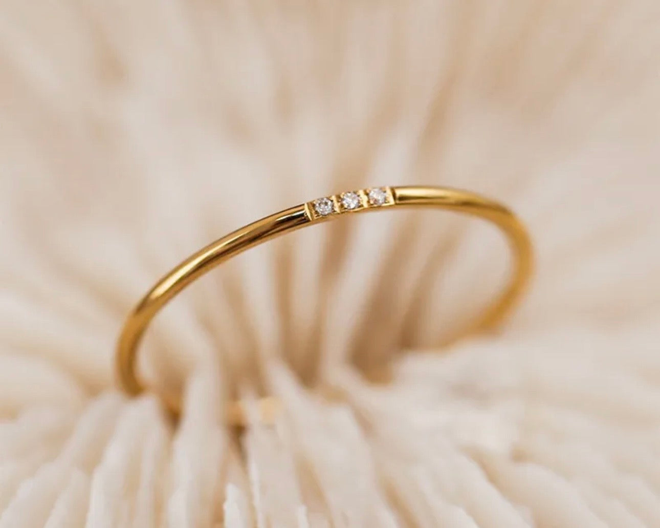 Minimal Gold Ring with Zircon
