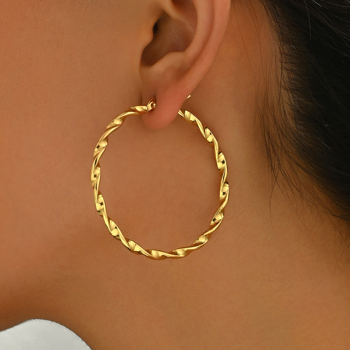 Twisted Gold Hoop Earrings