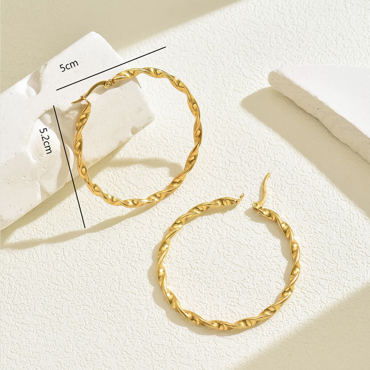 Twisted Gold Hoop Earrings